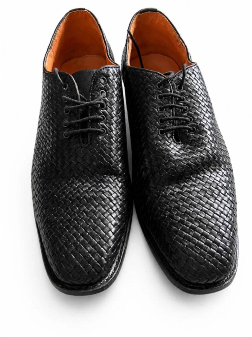 Men's Paul Malone Palm Beach Black Woven Leather Oxfords Size 12